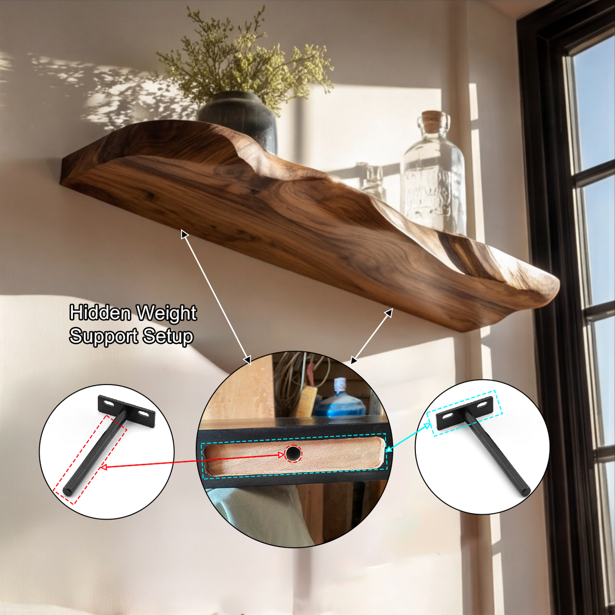 Ravello Live Edge Solid Wood Floating Shelf SPA589354 - Timberustic Floating Shelf
