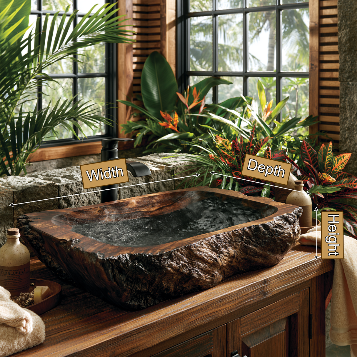 Ravello Live Edge Solid Wood Vessel Sink - Timberustic Vessel Sinks