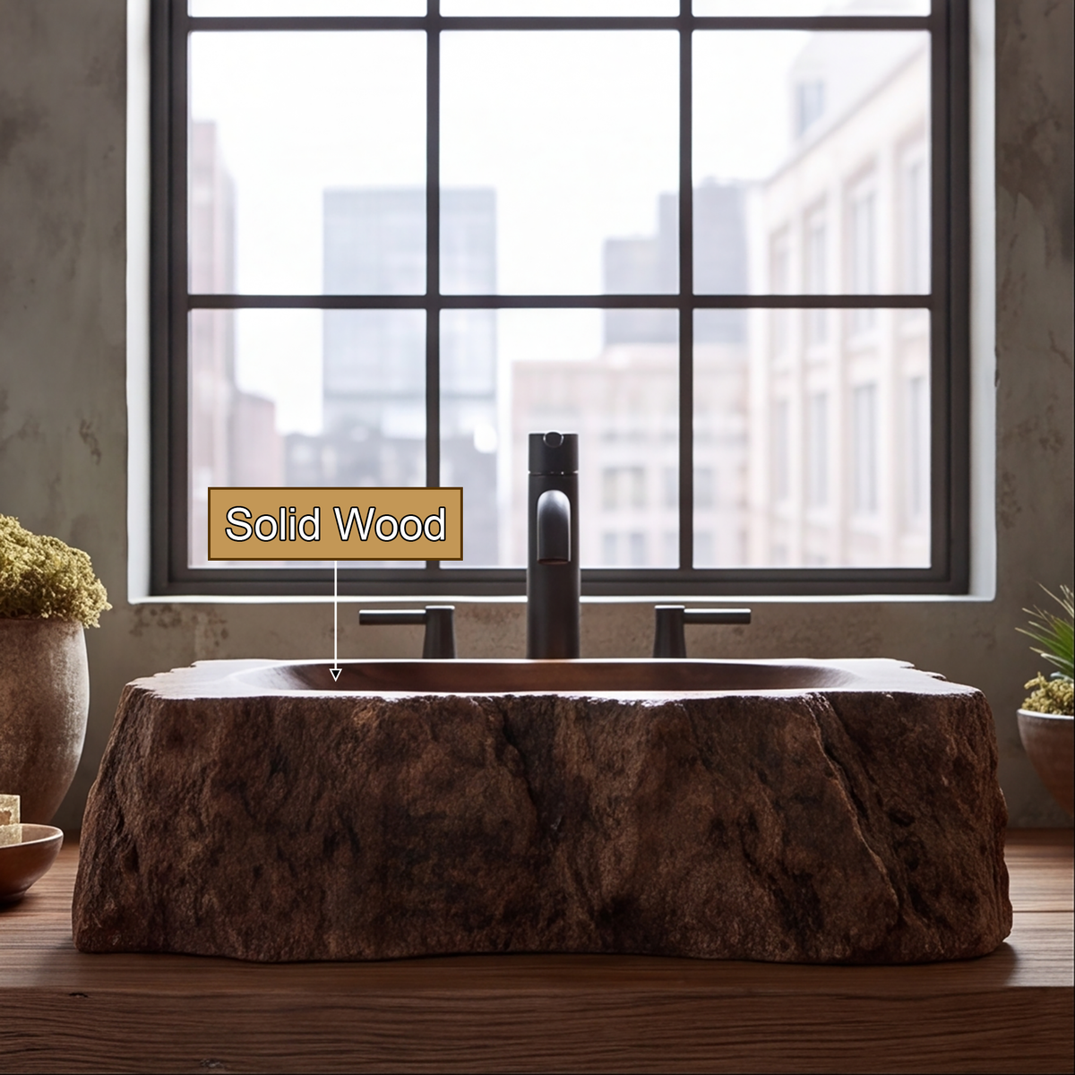 Ravenbark Handcrafted Solid Wood Rustic Edge Vessel Sink - Timberustic Vessel Sinks
