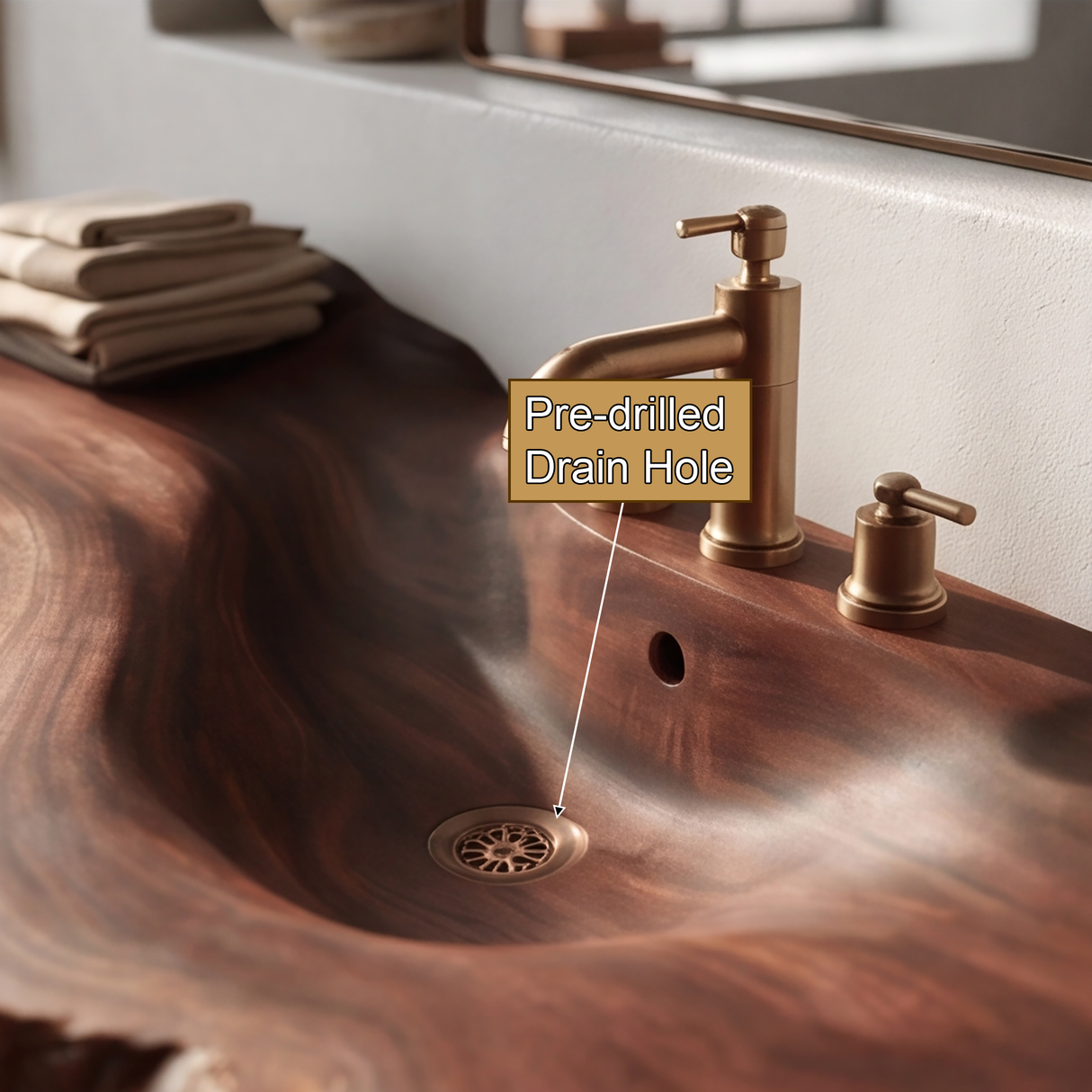 Ravencrest Handcrafted Live Edge Solid Wood Floating Bathroom Vanity with Integrated Sink