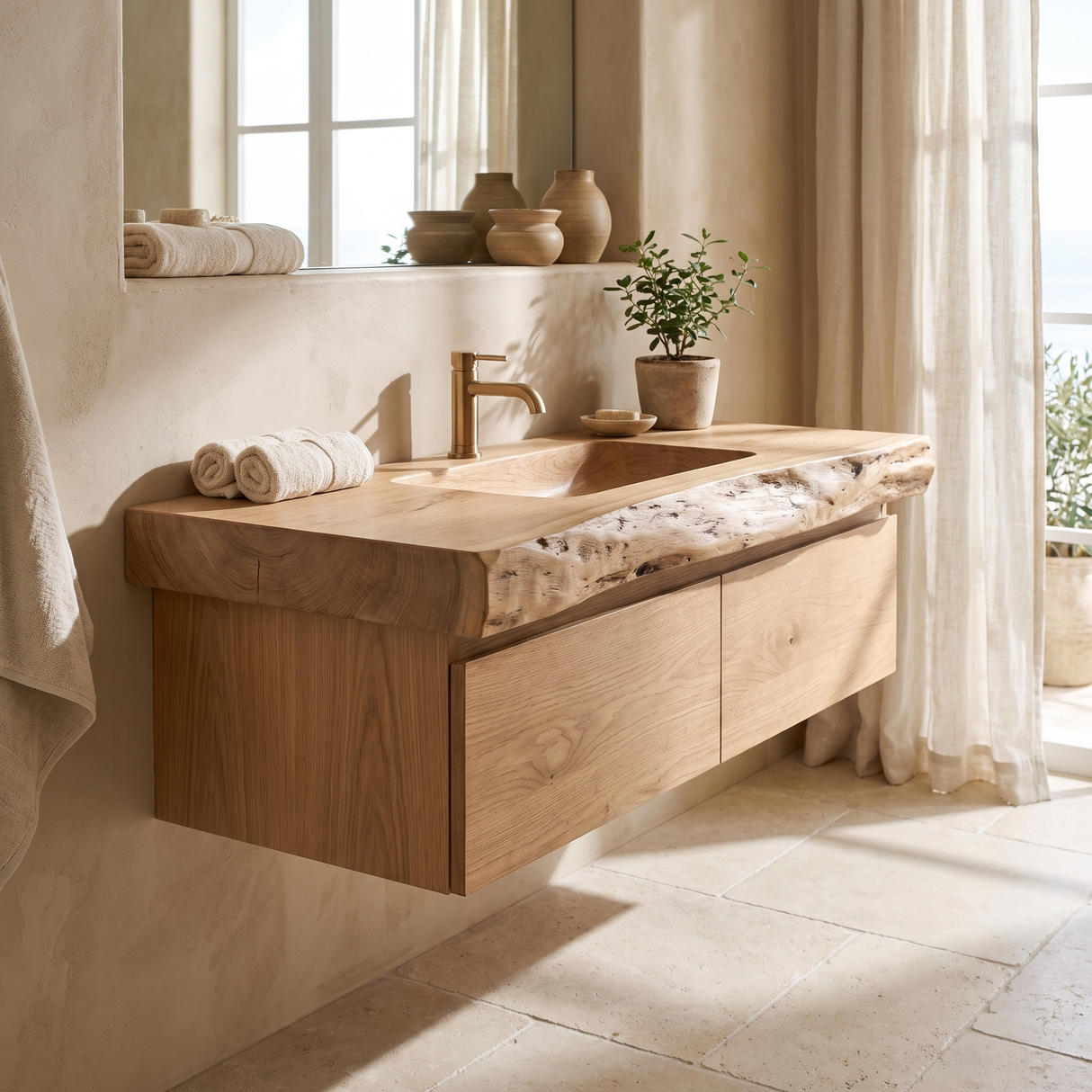 Ravenglen Handcrafted Solid Wood Floating Bathroom Vanity with Drawers - Timberustic Floating Bathroom Vanity With Drawers