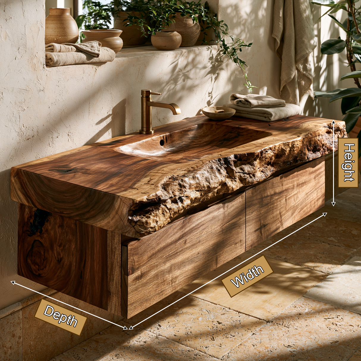 Ravenglen Handcrafted Solid Wood Floating Bathroom Vanity with Drawers (Copy) - Timberustic Floating Bathroom Vanity With Drawers