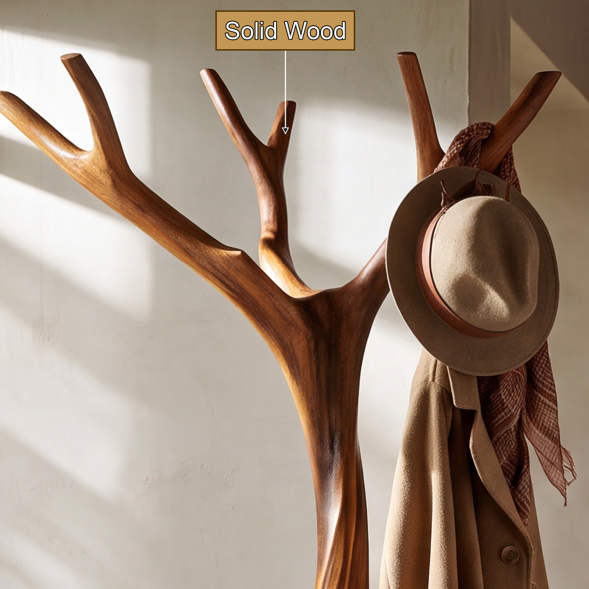 Ravenhollow Handcrafted Sculpted Solid Wood Tree Coat Rack - Timberustic Tree Coat Rack