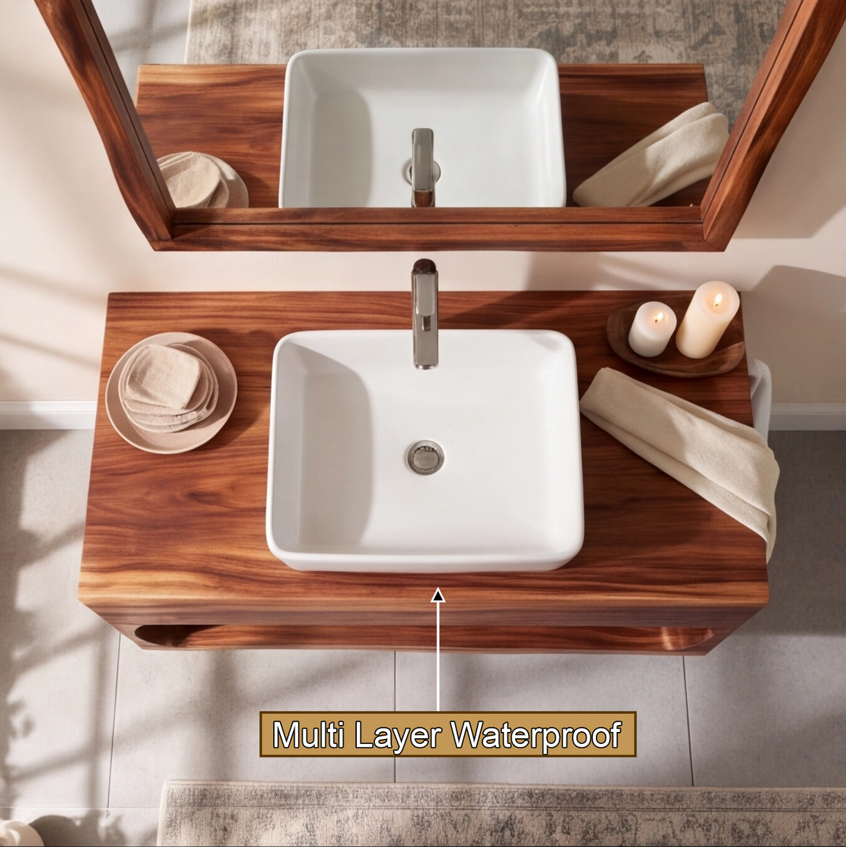 Ravenholt Solid Wood Floating Bathroom Vanity with Open Storage