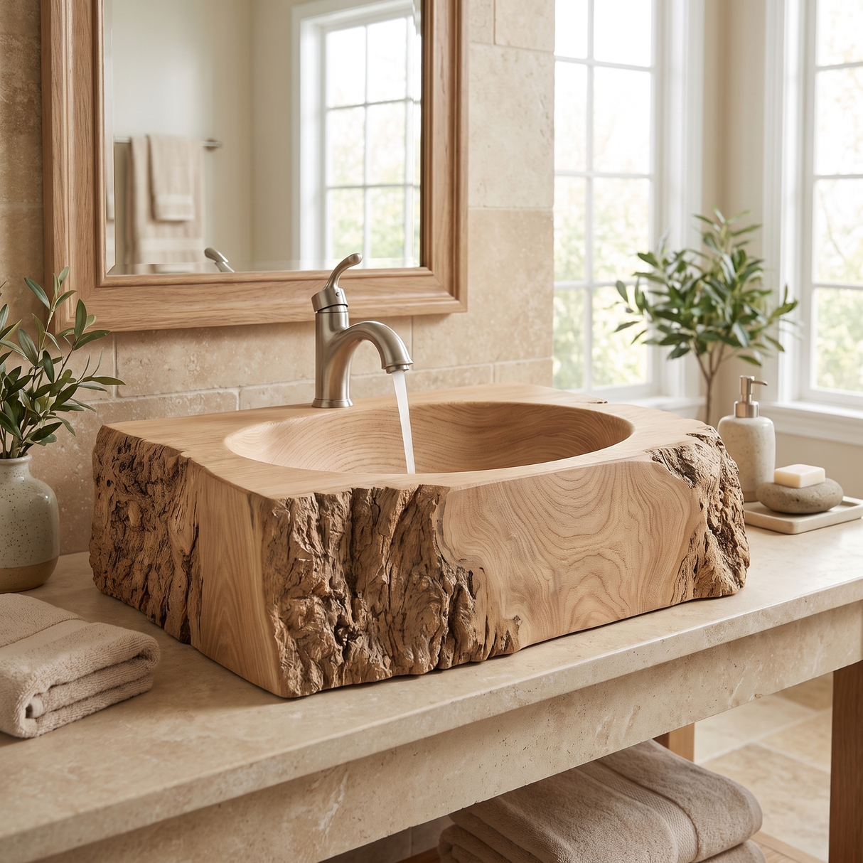 Ravenmoor Handcrafted Solid Wood Rustic Block Vessel Sink