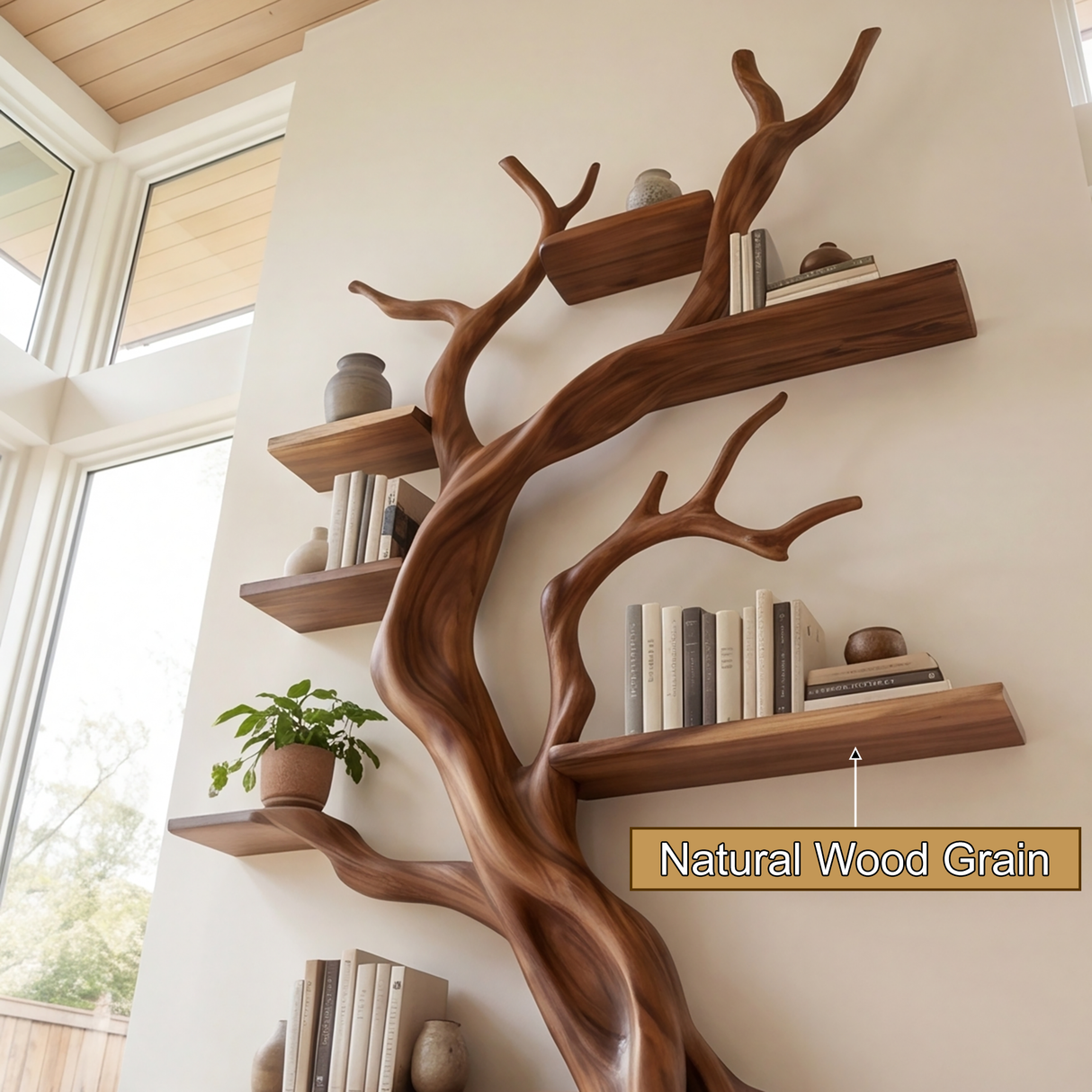 Ravenshade Handcrafted Solid Wood Tree Bookshelf