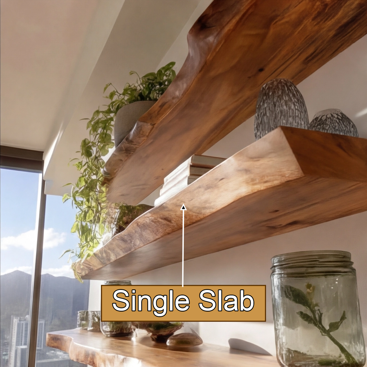 Raventra Live Edge Solid Wood Floating Shelf SPA293488 - Timberustic Floating Shelf