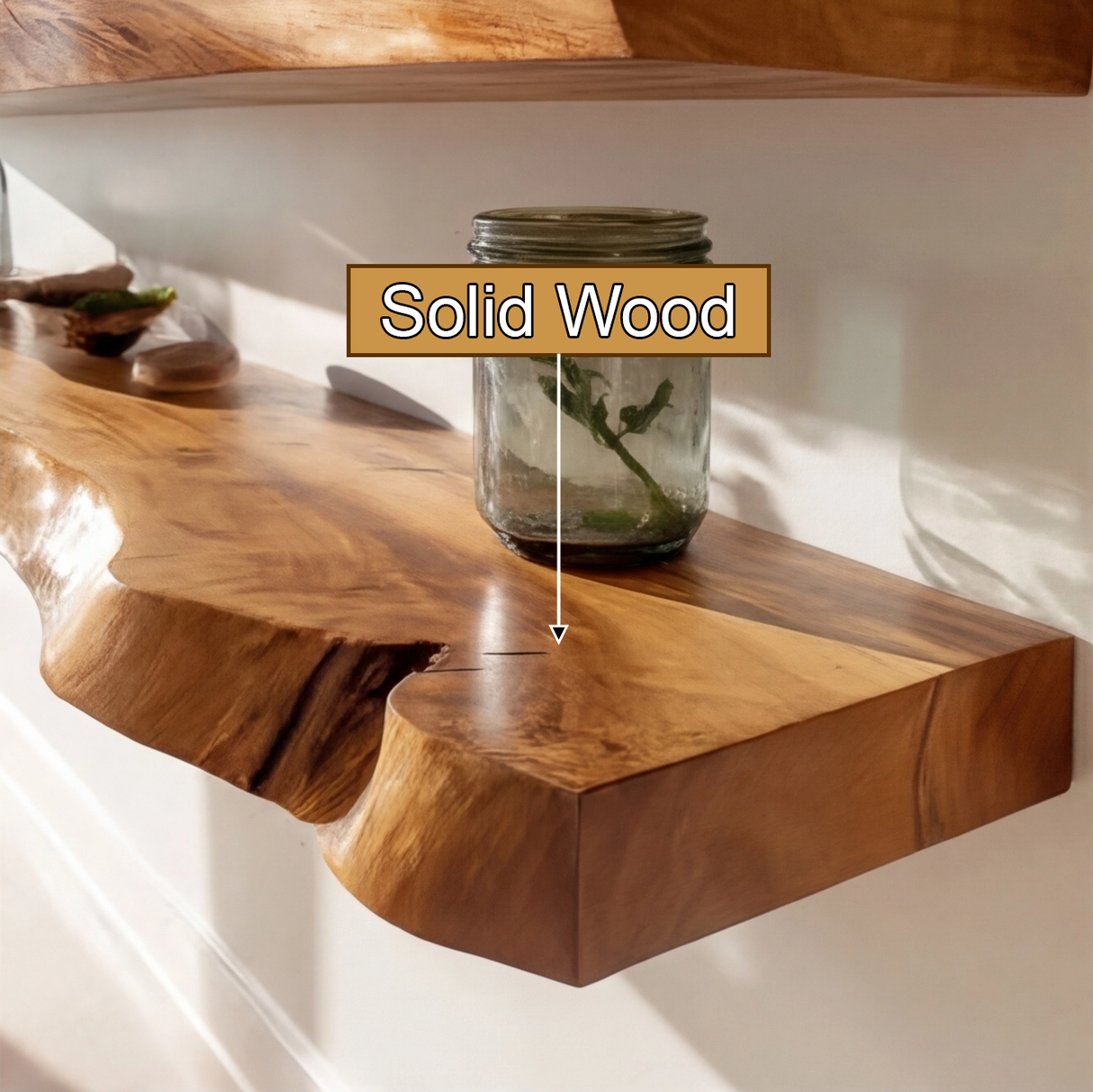Raventra Live Edge Solid Wood Floating Shelf SPA293488 - Timberustic Floating Shelf