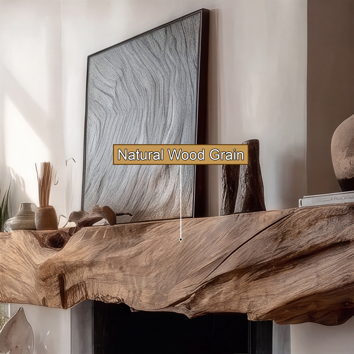 Ravethorn Handcrafted Live Edge Solid Wood Fireplace Mantel Shelf SPA089241 - Timberustic Fireplace Mantel Shelf