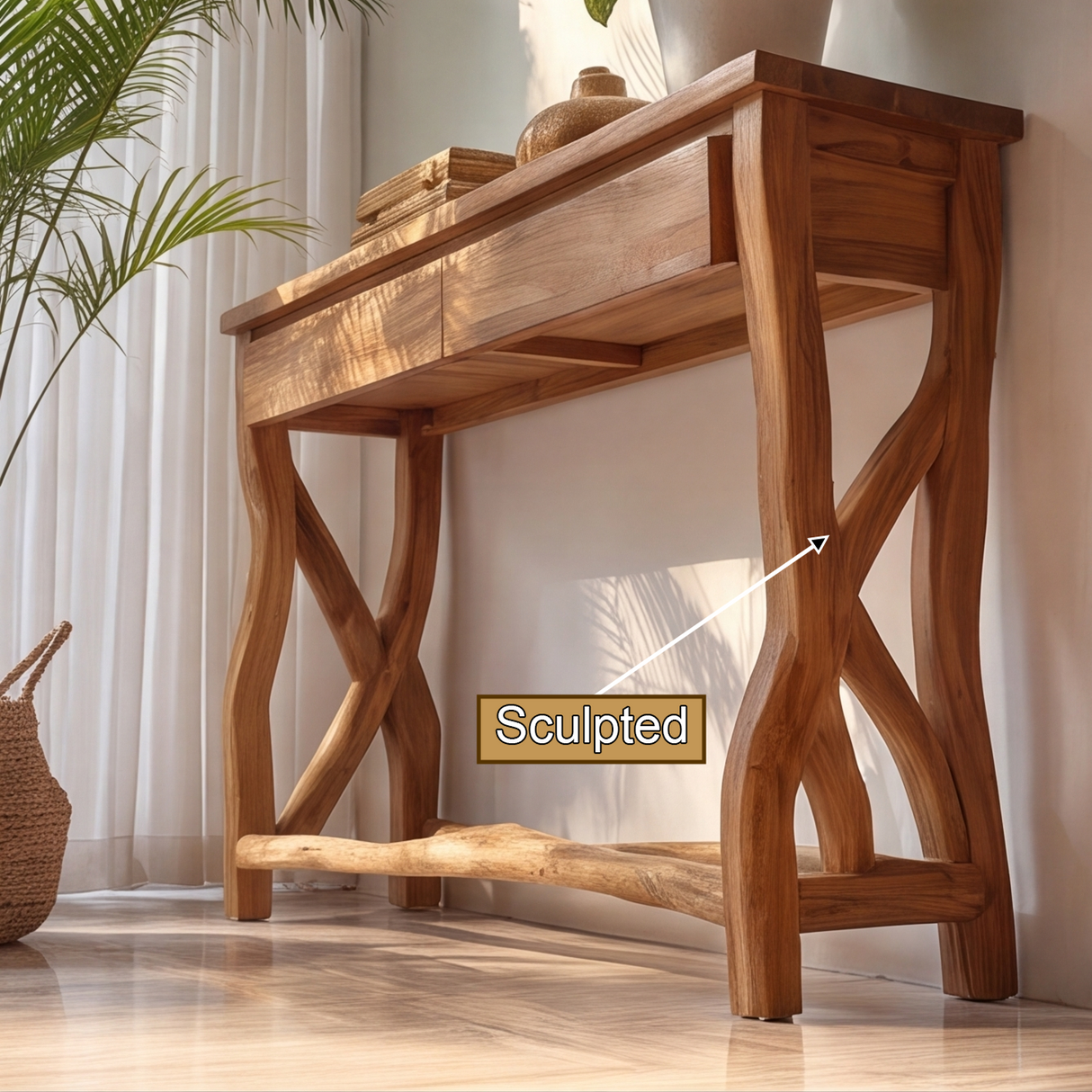 Ravethorn Sculpted Solid Wood Console Table SPA245325