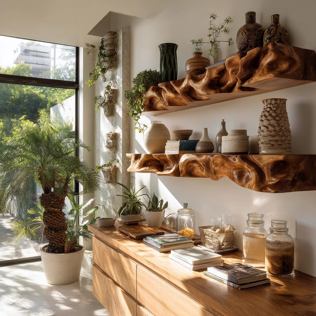 Ravion Live Edge Solid Wood Floating Shelf - Timberustic Floating Shelf