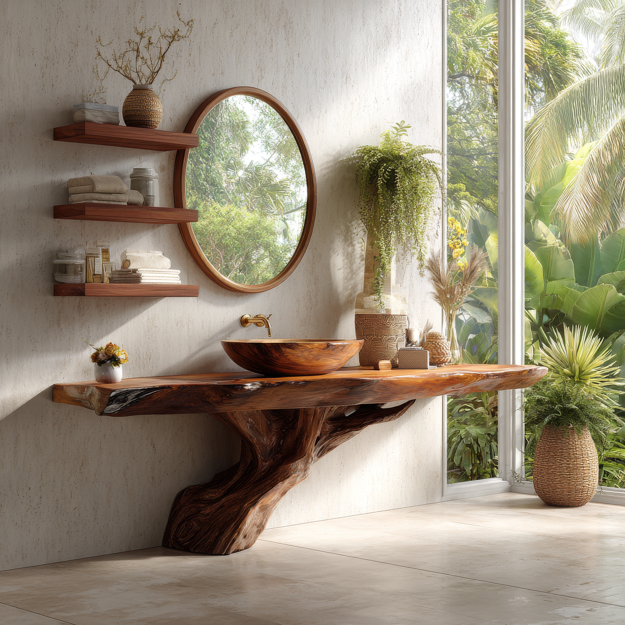 Ravion Sculpted Solid Wood Freestanding Bathroom Vanity - Timberustic Freestanding Bathroom Vanity