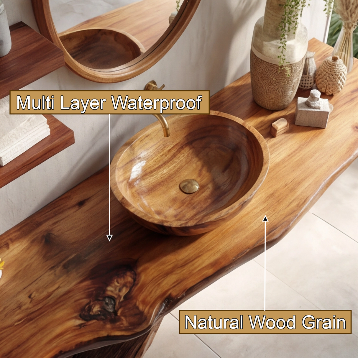 Ravion Sculpted Solid Wood Freestanding Bathroom Vanity - Timberustic Freestanding Bathroom Vanity