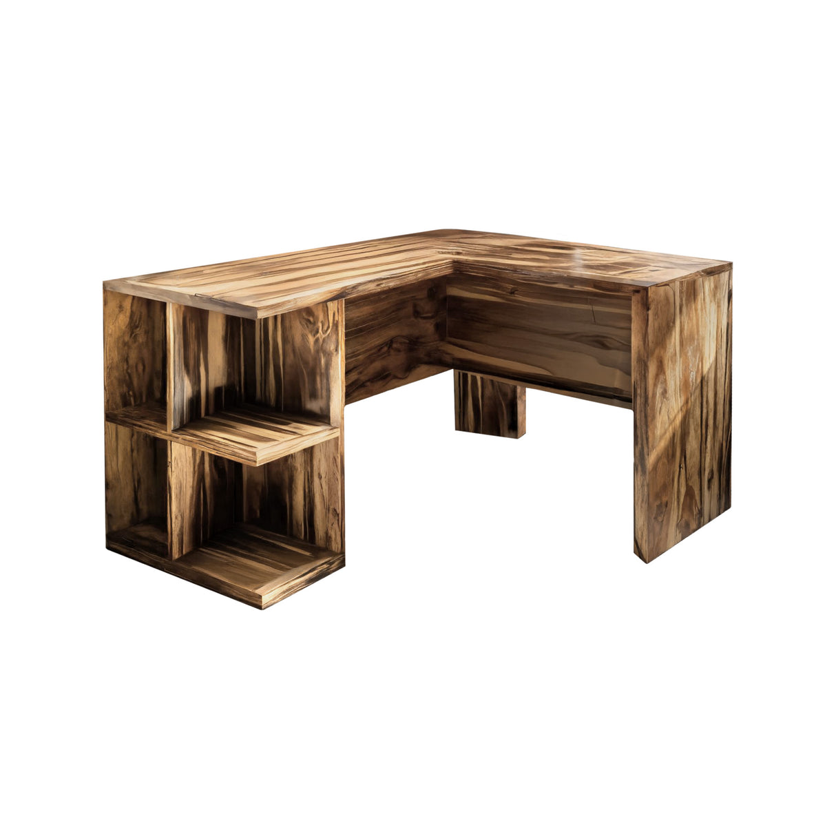 Ravon Solid Wood L-Shape Desk with Drawers Natural Oak - Timberustic Desk With Drawers
