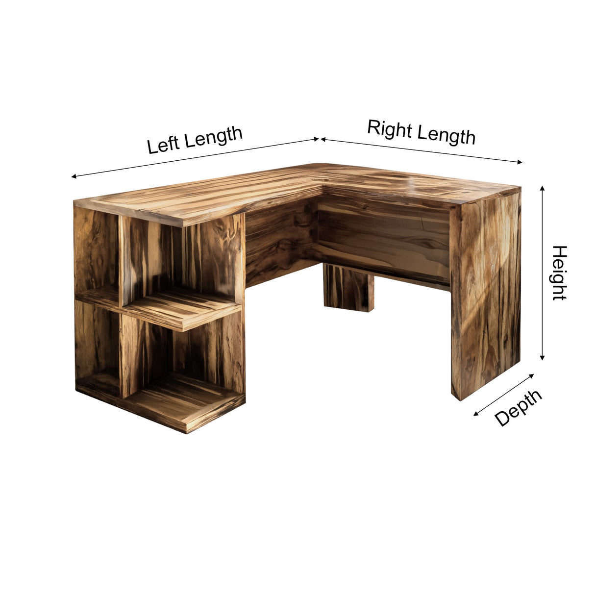 Ravon Solid Wood L-Shape Desk with Drawers - Timberustic Desk With Drawers