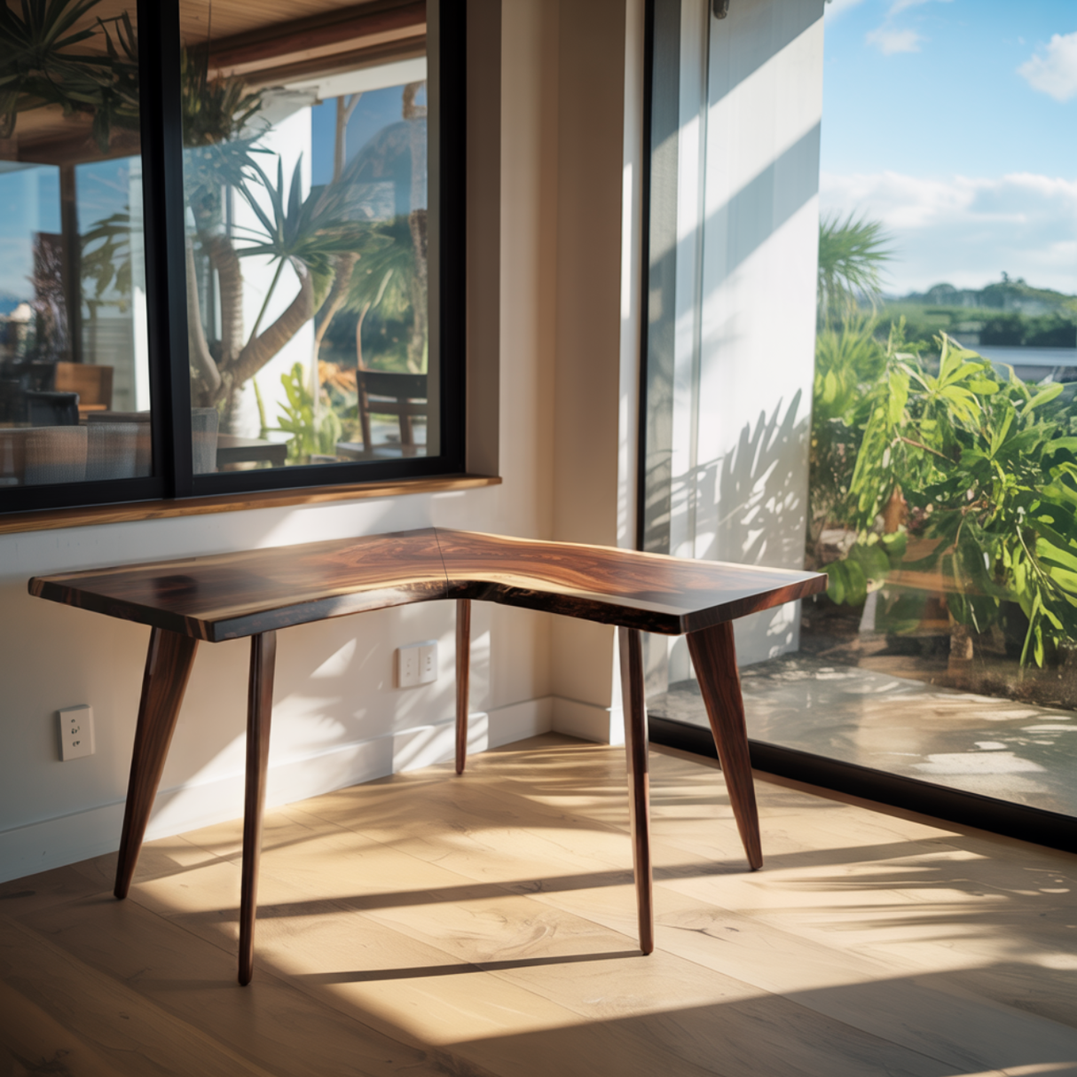 Ravyn Modern Rustic Live-Edge L-Shape Desk