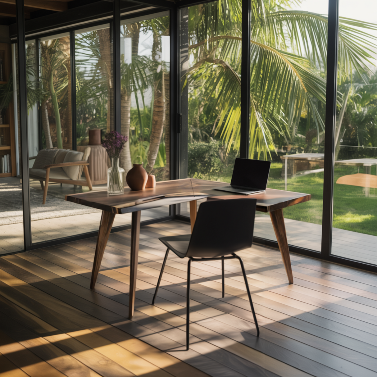 Ravyn Modern Rustic Live-Edge L-Shape Desk