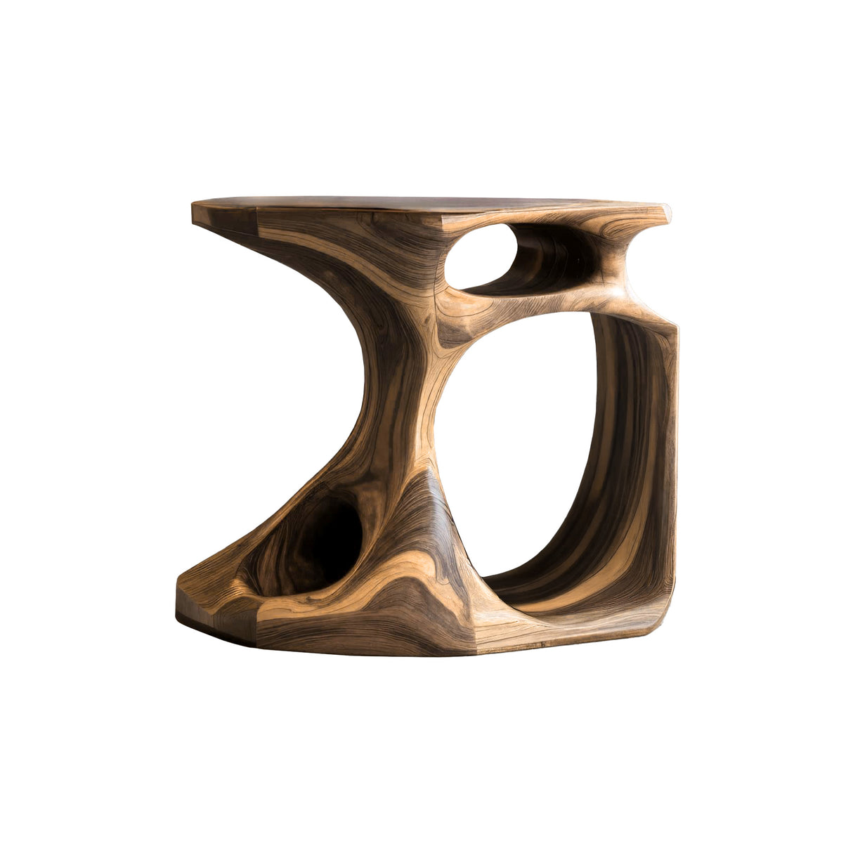 Resonare Hollow Sculpted Solid Wood Record Player Stand