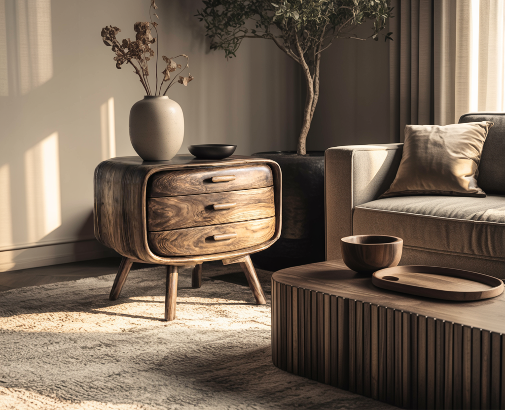 Retrocurve Solid Wood Side Table - Timberustic Side Table