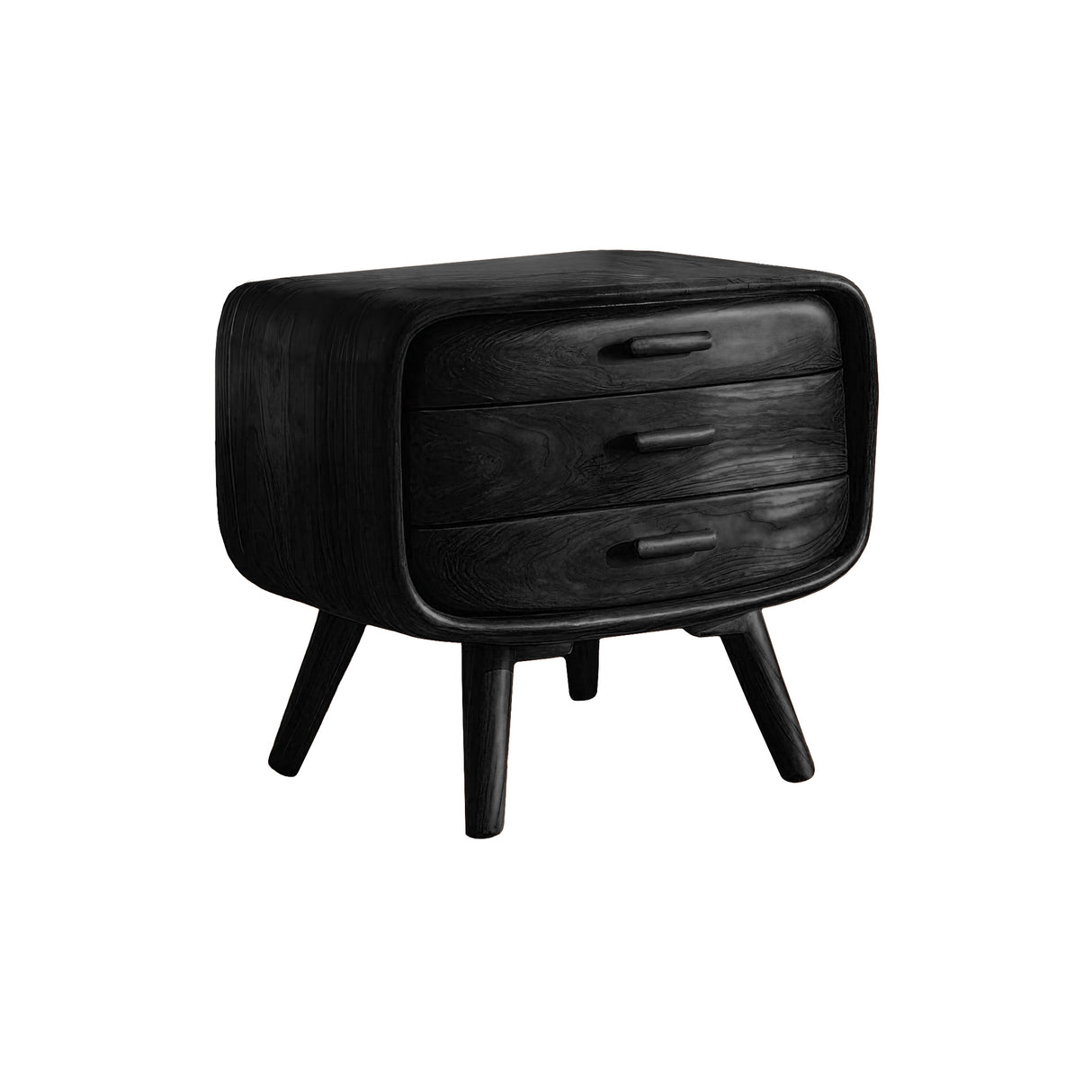 Retrocurve Solid Wood Side Table Black - Timberustic Side Table