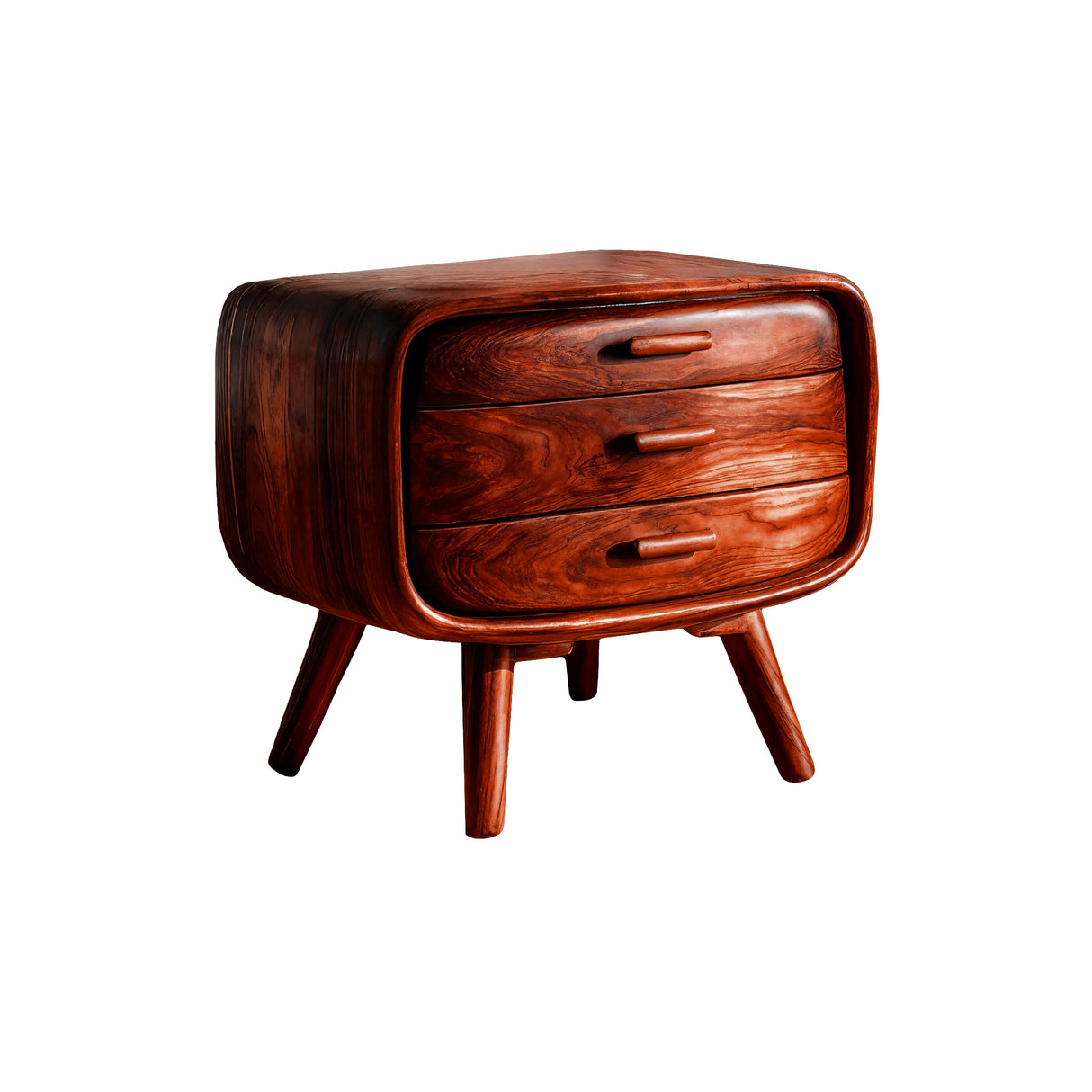 Retrocurve Solid Wood Side Table Mahogany - Timberustic Side Table