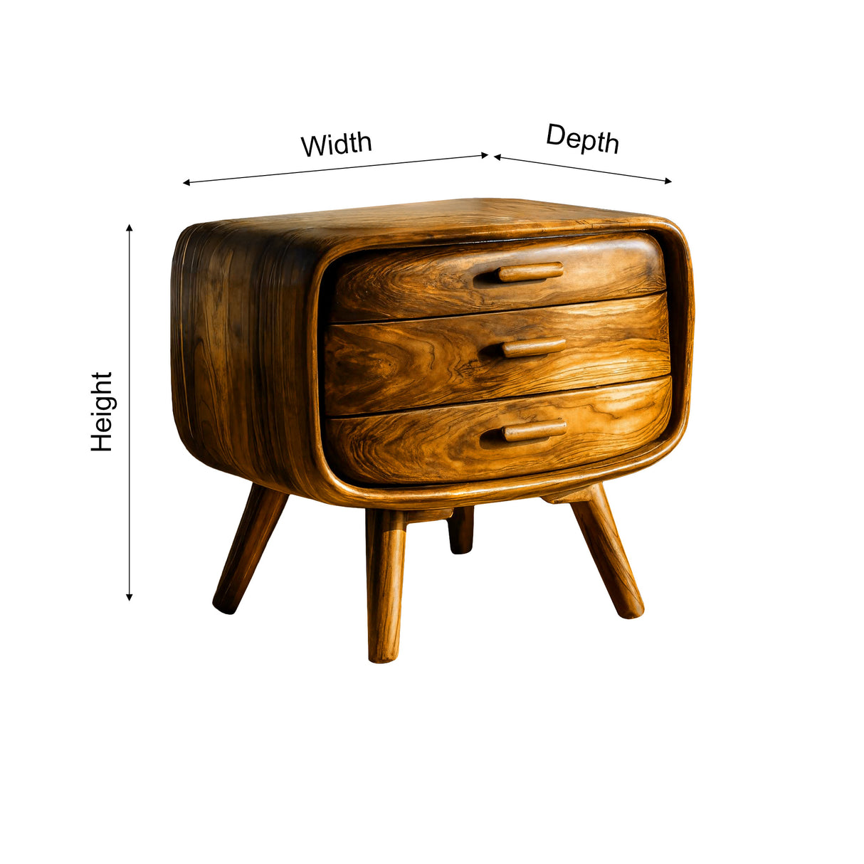 Retrocurve Solid Wood Side Table - Timberustic Side Table
