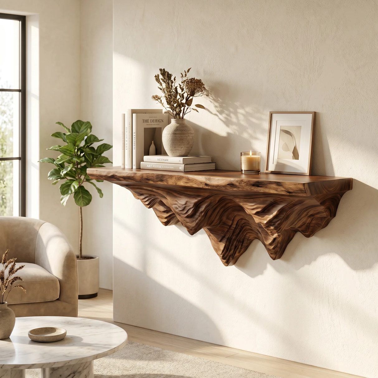 Rhovan Handcrafted Mountain Floating Shelf - Timberustic Floating Shelf
