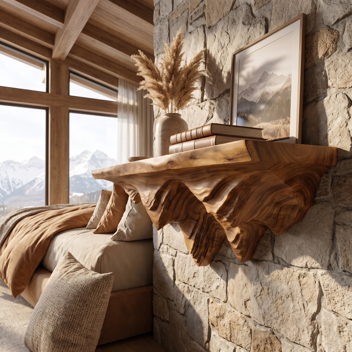 Rhovan Handcrafted Mountain Floating Shelf - Timberustic Floating Shelf