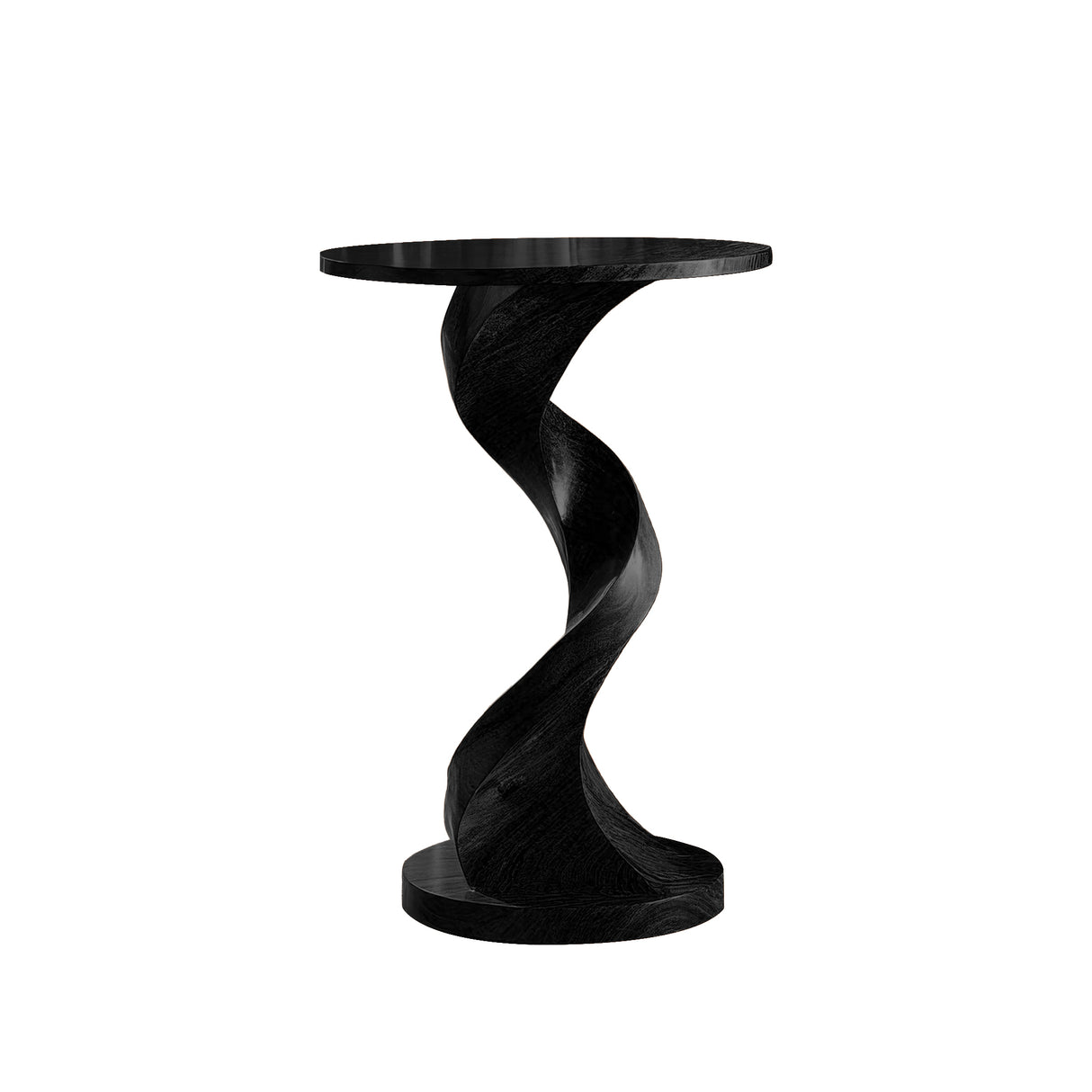 Ribbon Form Solid Wood Pedestal Stand Black - Timberustic Pedestal Stand