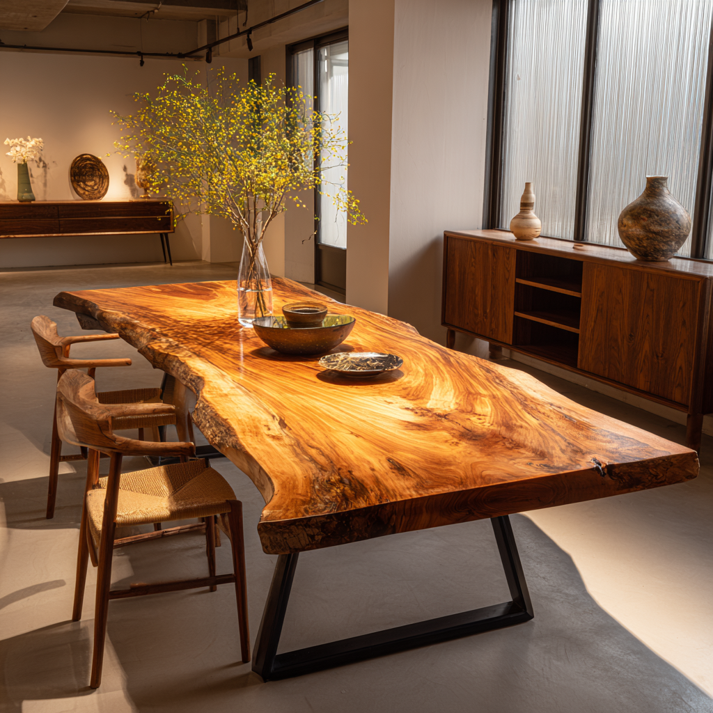 Ridgeflow Live Edge Solid Wood Dining Table - Timberustic Dining Table