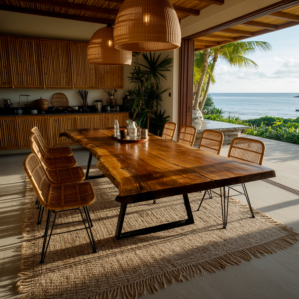 Ridgeflow Live Edge Solid Wood Dining Table - Timberustic Dining Table