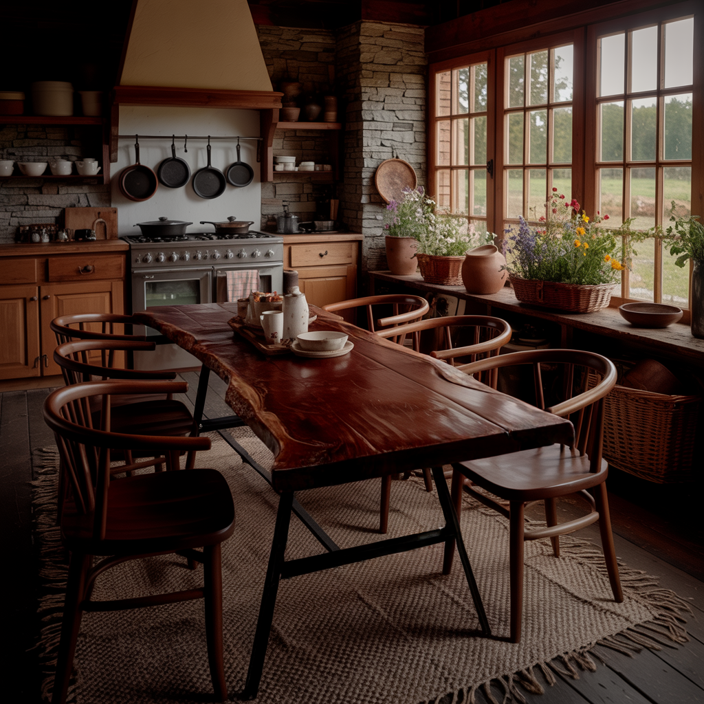 Ridgeflow Live Edge Solid Wood Dining Table - Timberustic Dining Table