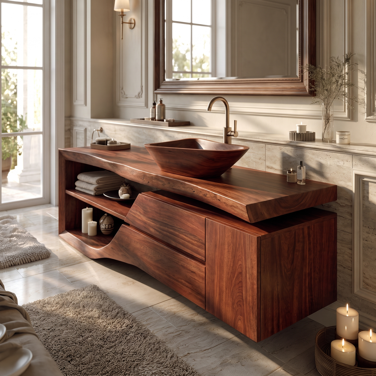 Rivanor Handcrafted Solid Wood Freestanding Bathroom Vanity with Cabinet