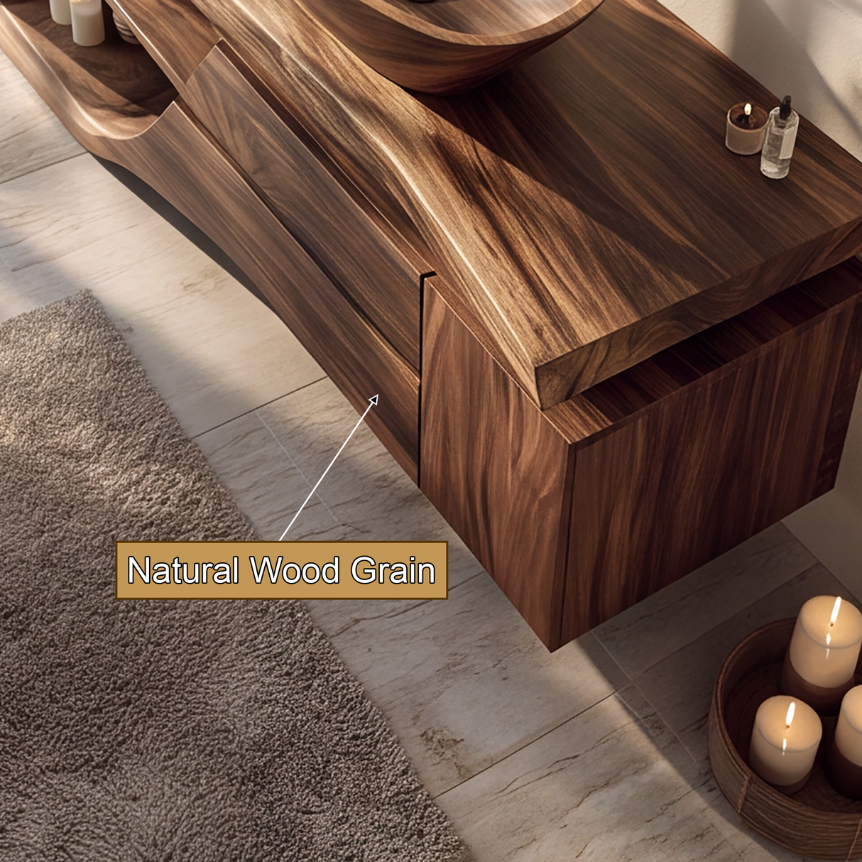 Rivanor Handcrafted Solid Wood Freestanding Bathroom Vanity with Cabinet