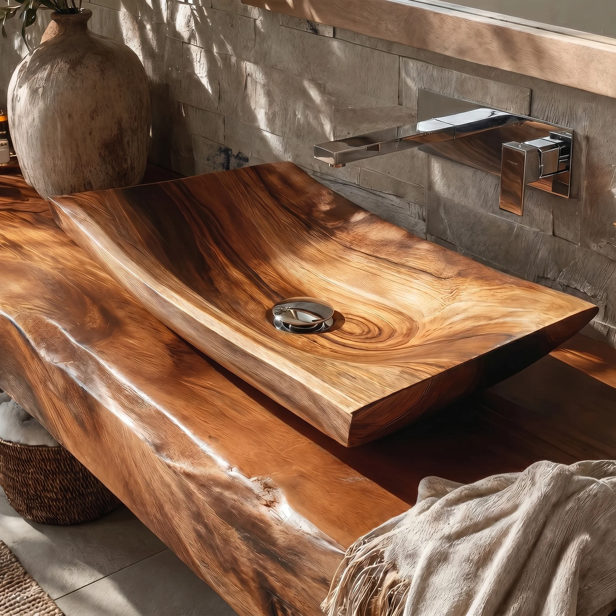 Riverbend Sculpted Solid Wood Vessel Sink