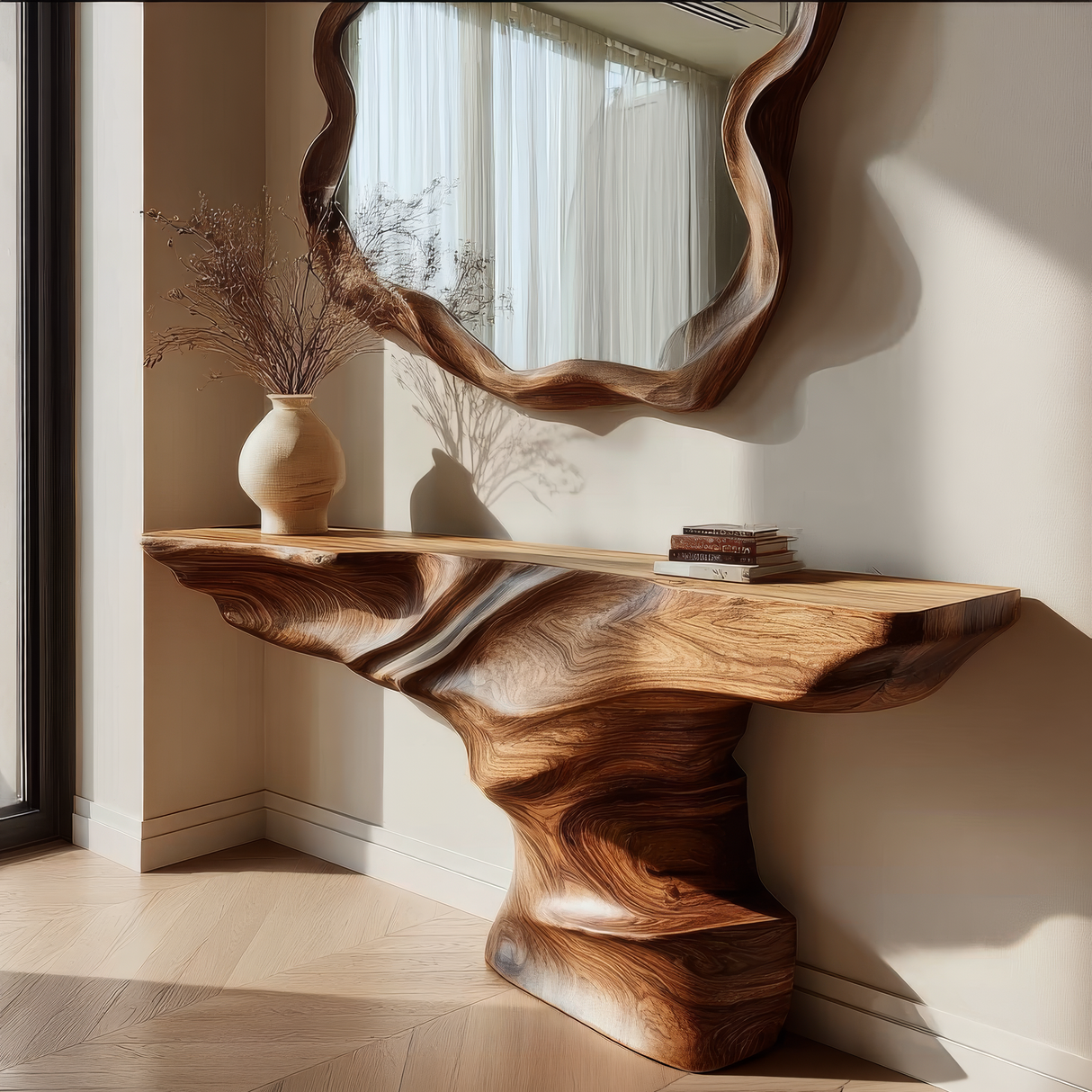 Rivermark Sculpted Solid Wood Console Table