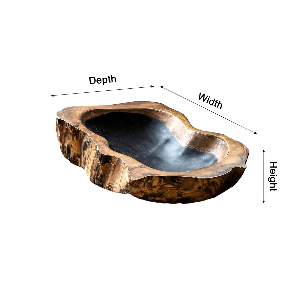 Riverstone Hollow Handcrafted Wooden Vessel Sink - Timberustic Vessel Sinks