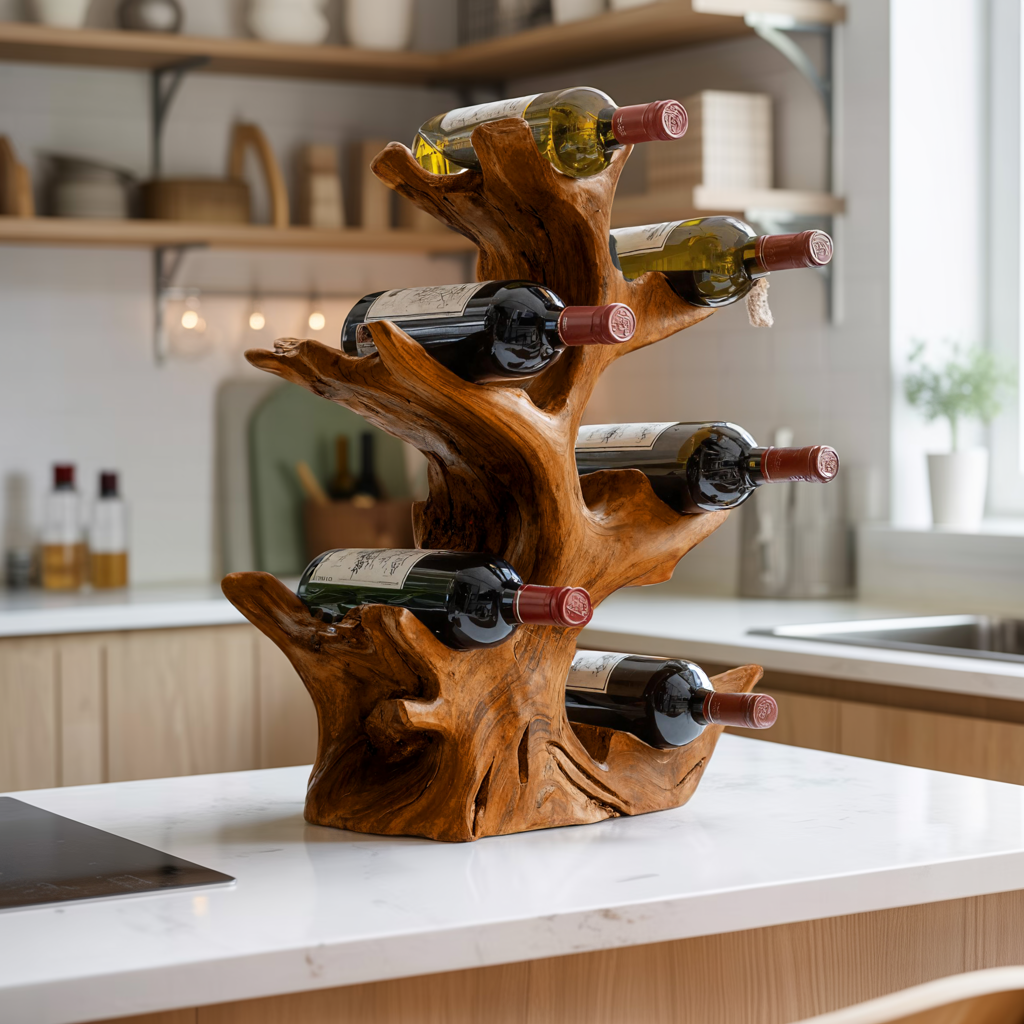 Rootform Solid Wood Wine Rack | Organic Natural Wooden Wine Holder ...