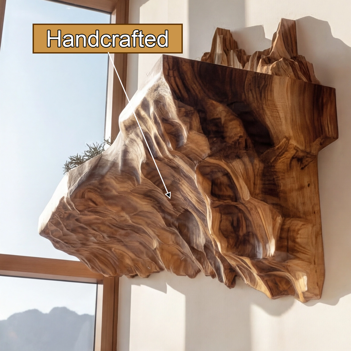 Rovak Sculpted Solid Wood Mountain Floating Shelf - Timberustic Floating Shelf