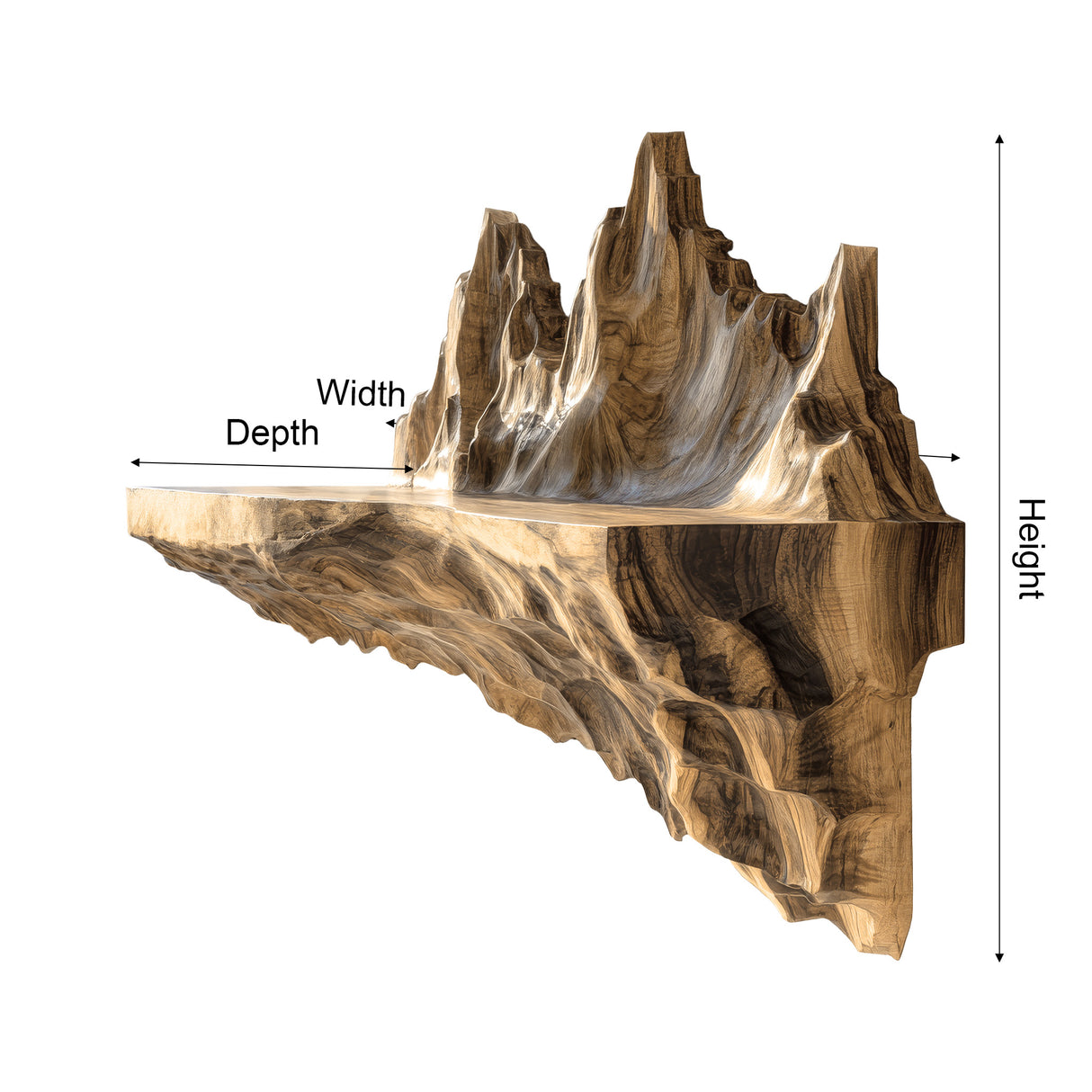 Rovak Sculpted Solid Wood Mountain Floating Shelf - Timberustic Floating Shelf
