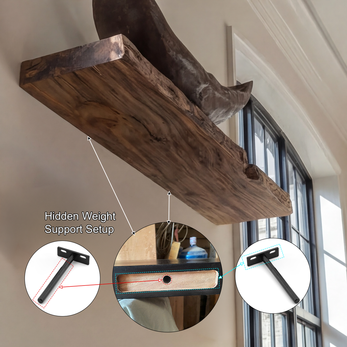 Rovano Live Edge Solid Wood Floating Shelf SPA935932 - Timberustic Floating Shelf