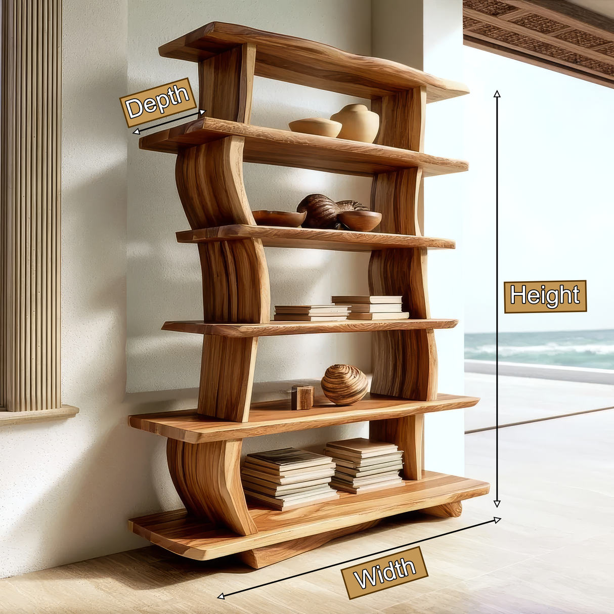 Rovelle Handcrafted Solid Wood Bookshelf