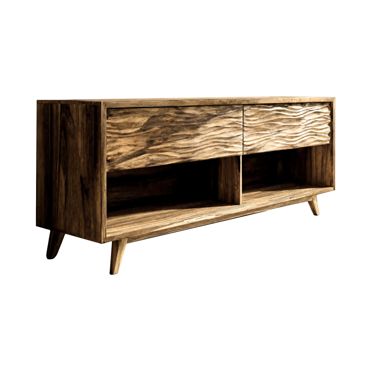 Rovena Sculpted Solid Wood Freestanding Bathroom Vanity with Drawers Natural Oak - Timberustic Freestanding Bathroom Vanity with Drawers