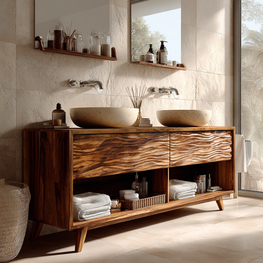 Rovena Sculpted Solid Wood Freestanding Bathroom Vanity with Drawers - Timberustic Freestanding Bathroom Vanity with Drawers