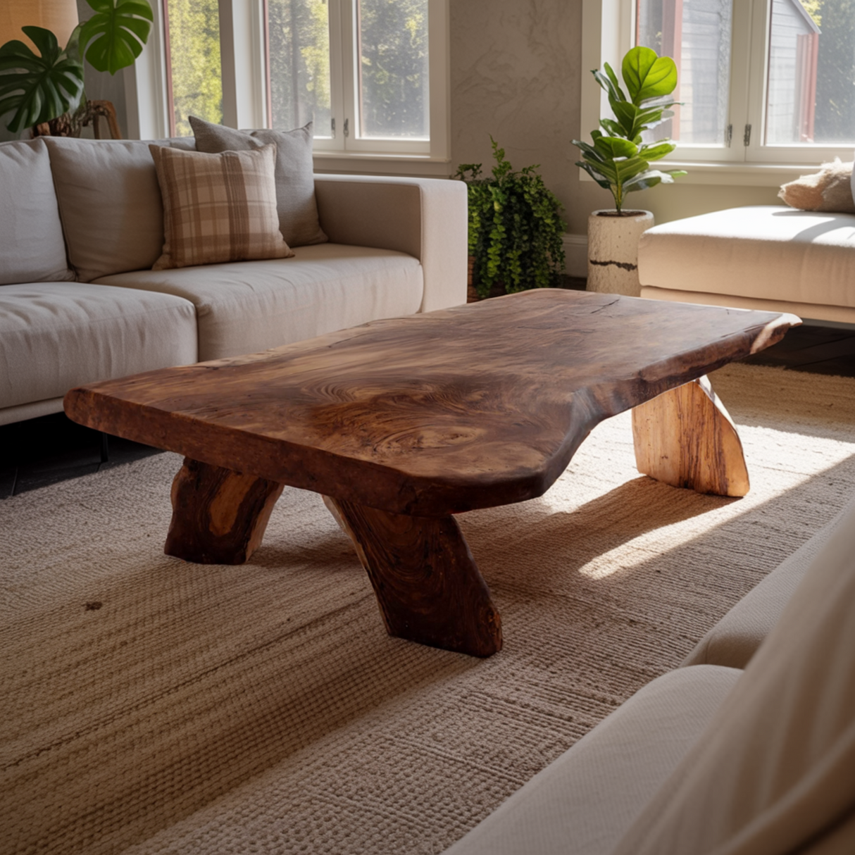 Rustic Live Edge Handcrafted Coffee Table - TimbeRustic Coffee Table