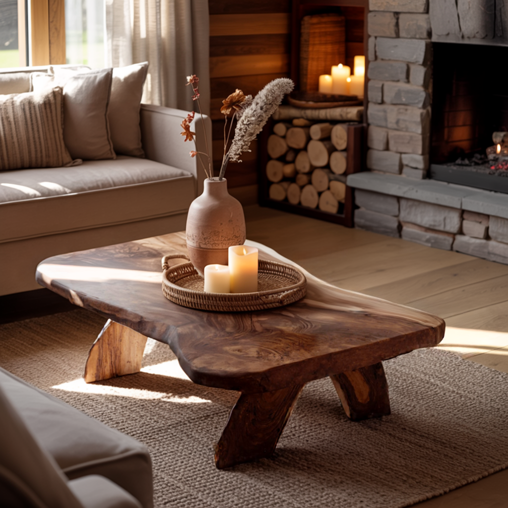 Rustic Live Edge Handcrafted Coffee Table