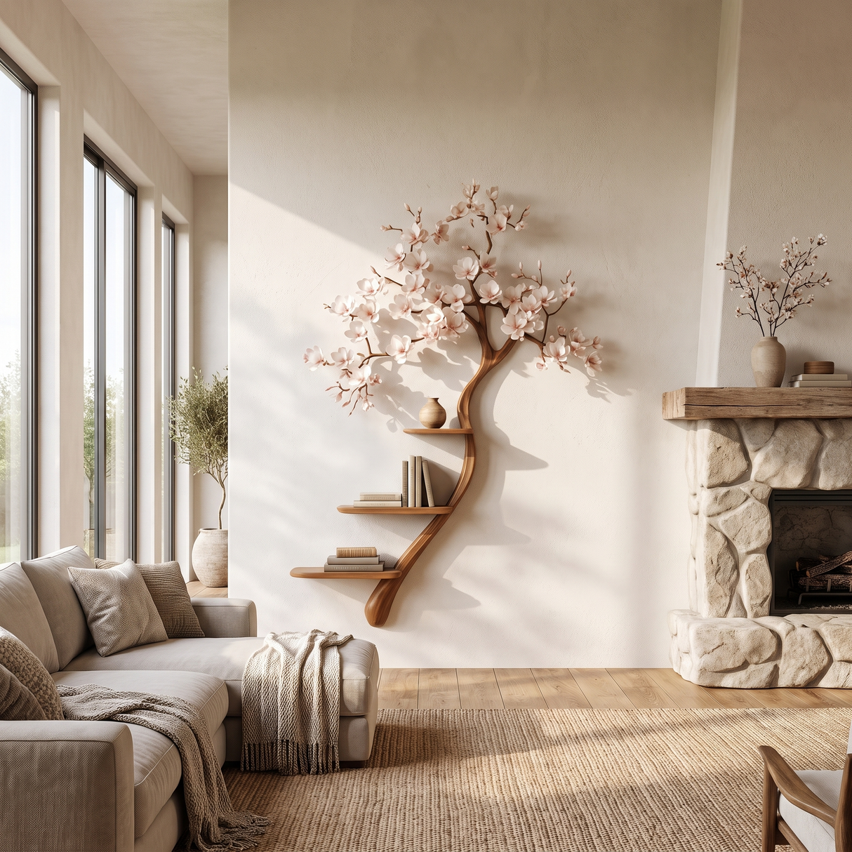 Sakurath Handcrafted Solid Wood Tree-Inspired Bookshelf