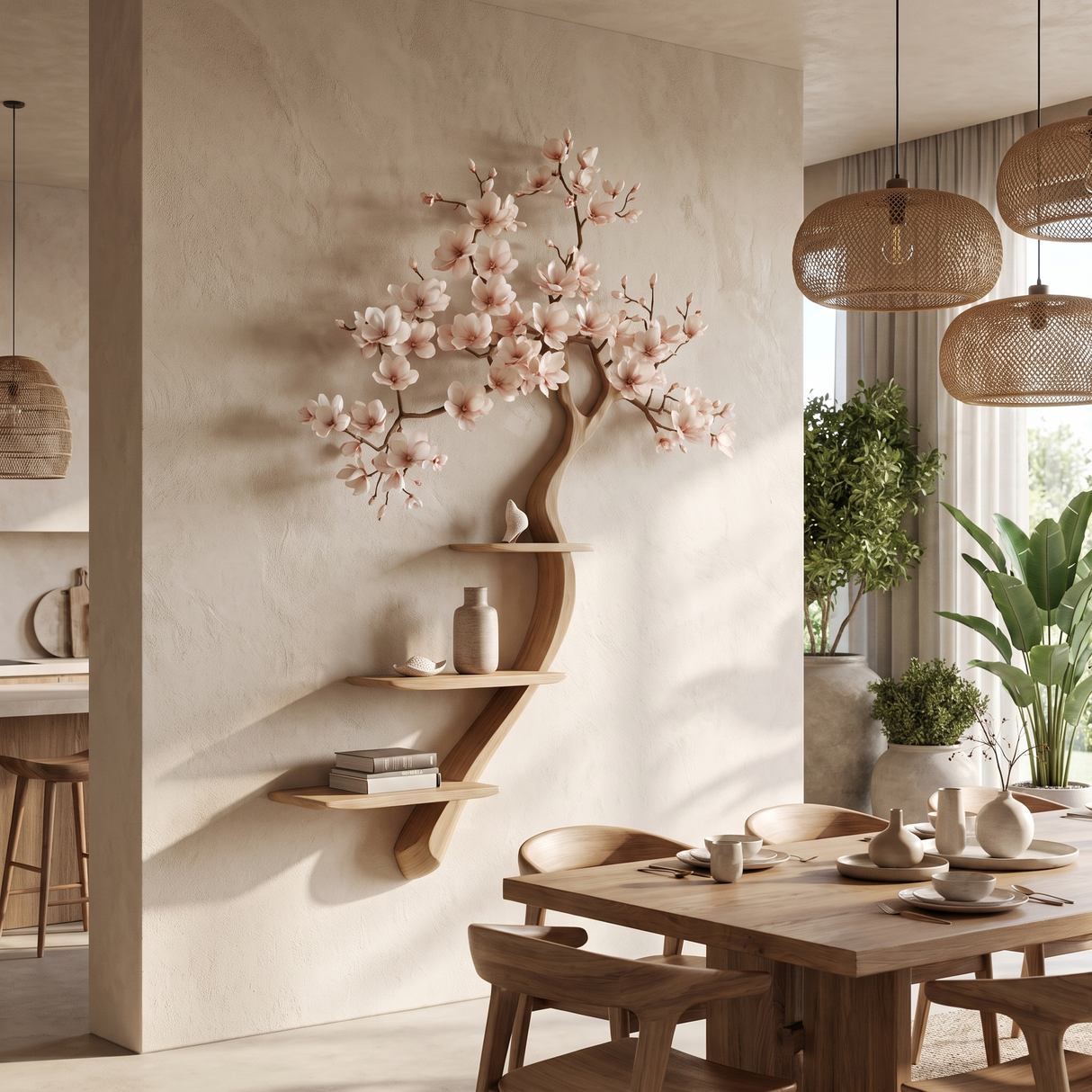 Sakurath Handcrafted Solid Wood Tree-Inspired Bookshelf