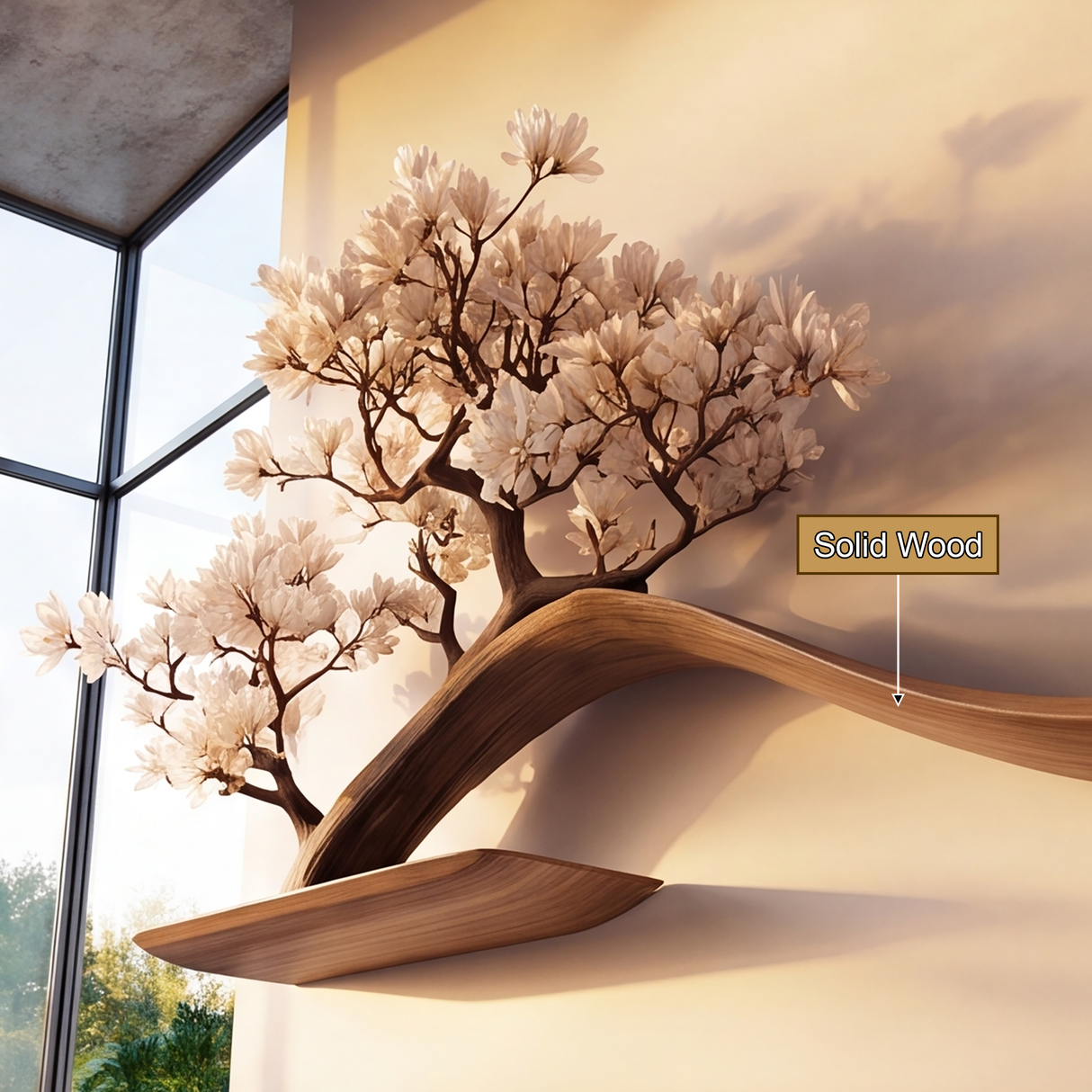 Sakuridge Handcrafted Solid Wood Tree-Inspired Bookshelf