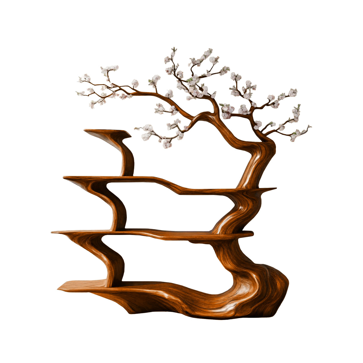 Sakuryn Flow Handcrafted Blossom Tree Wooden Bookshelf Brown - Timberustic Tree Bookshelf